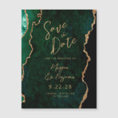 Emerald Green Gold Agaat Magnetische Save the Date (Voorkant)