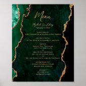 Emerald Green Gold Agaat Trouwtafel Menu Poster (Voorkant)