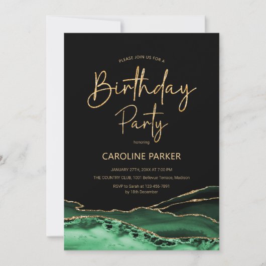 Emerald Green Gold Agaat Verjaardag Elke Leeftijd Kaart (Voorkant)