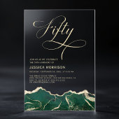 Emerald Green Gold Agate 50e 50-jarig verjaardagsf Acryl Uitnodigingen