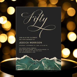 Emerald Green Gold Agate 50e 50-jarig verjaardagsf Kaart