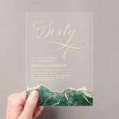 Emerald Green Gold Agate 60e Zestig Verjaardagsfee Acryl Uitnodigingen (Insitu (Draagbaar))