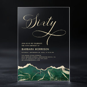 Emerald Green Gold Agate 60e Zestig Verjaardagsfee Acryl Uitnodigingen