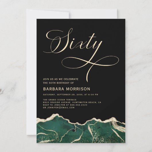 Emerald Green Gold Agate 60e Zestig Verjaardagsfee Kaart (Voorkant)