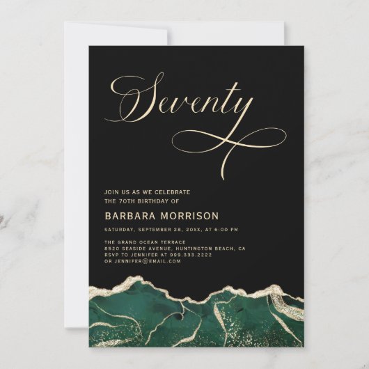 Emerald Green Gold Agate 70e 70e verjaardag Kaart (Voorkant)