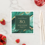 Emerald Green Gold Agate 80e verjaardagsfeest Servet (Insitu)