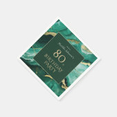 Emerald Green Gold Agate 80e verjaardagsfeest Servet (Hoek)