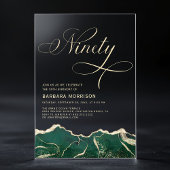 Emerald Green Gold Agate 90e 90e verjaardag Acryl Uitnodigingen