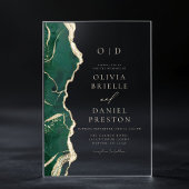 Emerald Green Gold Agate bruiloft monogram Acryl Uitnodigingen