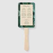 Emerald Green Gold Agate Champagne Wedding Program Handwaaier (Achterkant)