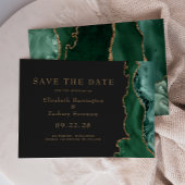 Emerald Green Gold Agate Dark Save the Date Kaart