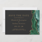 Emerald Green Gold Agate Dark Save the Date Kaart (Voorkant)