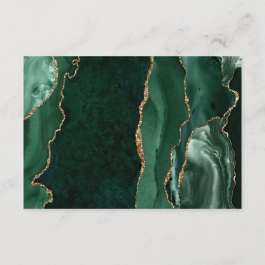 Emerald Green Gold Agate Dark Wedding Details Informatiekaartje (Achterkant)