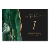 Emerald Green Gold Agate Dark Wedding Kaart (Voorkant)