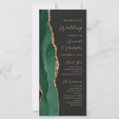 Emerald Green Gold Agate Dark Wedding Programme (Voorkant)