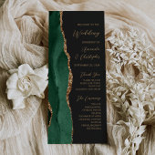 Emerald Green Gold Agate Dark Wedding Programme