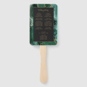 Emerald Green Gold Agate Dark Wedding Programme Handwaaier (Achterkant)