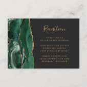 Emerald Green Gold Agate Dark Wedding Reception Informatiekaartje (Voorkant)