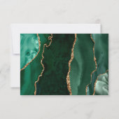 Emerald Green Gold Agate Dark Wedding RSVP Kaartje (Achterkant)