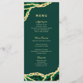 Emerald Green & Gold Agate Elegant Wedding Menu (Voorkant)
