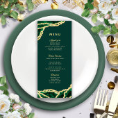 Emerald Green & Gold Agate Elegant Wedding Menu
