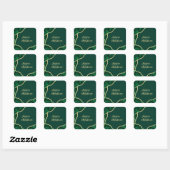 Emerald Green & Gold Agate Elegant Wedding Vierkante Sticker (Vel)