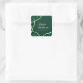 Emerald Green & Gold Agate Elegant Wedding Vierkante Sticker (Tas)