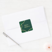 Emerald Green & Gold Agate Elegant Wedding Vierkante Sticker (Envelop)