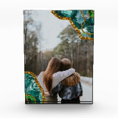 Emerald Green Gold Agate Geode BFF Familievrienden Fotoblokken (Voorkant)