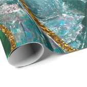 Emerald Green & Gold Agate Geode Glitter Cadeaupapier (Rol Hoek)
