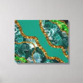 Emerald Green & Gold Agate Geode Glitter Canvas Afdruk (Voorkant)