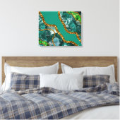 Emerald Green & Gold Agate Geode Glitter Canvas Afdruk (Insitu (Slaapkamer))