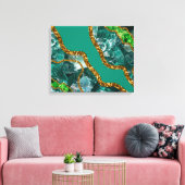 Emerald Green & Gold Agate Geode Glitter Canvas Afdruk (Insitu (Woonkamer))