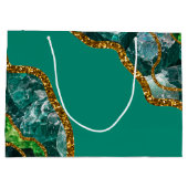 Emerald Green & Gold Agate Geode Glitter Groot Cadeauzakje (Achterkant)