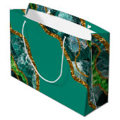 Emerald Green & Gold Agate Geode Glitter Groot Cadeauzakje (Achterkant Gekanteld)
