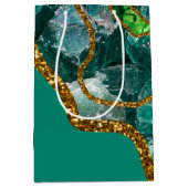 Emerald Green & Gold Agate Geode Glitter Medium Cadeauzakje (Voorkant)