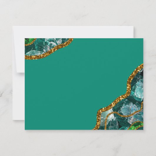 Emerald Green & Gold Agate Geode Glitter Monogram Notitiekaartje (Achterkant)