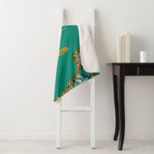 Emerald Green & Gold Agate Geode Glitter Monogram Sherpa Deken (In situ)