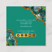 Emerald Green & Gold Agate Geode Glitter Monogram Vierkante Visitekaartje (Achterkant)