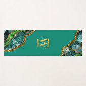 Emerald Green & Gold Agate Geode Glitter Monogram Yogamat (Voorkant (horizontaal))