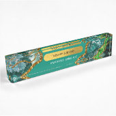 Emerald Green & Gold Agate Geode Glitter Naambordje