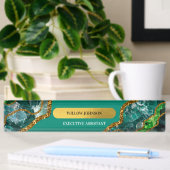 Emerald Green & Gold Agate Geode Glitter Naambordje