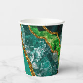 Emerald Green & Gold Agate Geode Glitter Papieren Bekers (Achterkant)