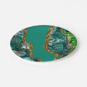 Emerald Green & Gold Agate Geode Glitter Papieren Bordje (Gekanteld)