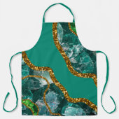 Emerald Green & Gold Agate Geode Glitter Schort (Voorkant)