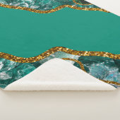 Emerald Green & Gold Agate Geode Glitter Sherpa Deken (3/4)