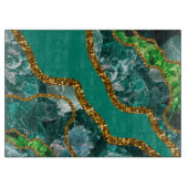 Emerald Green & Gold Agate Geode Glitter Snijplank (Voorkant)