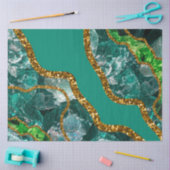 Emerald Green & Gold Agate Geode Glitter Tissuepapier (Craft)