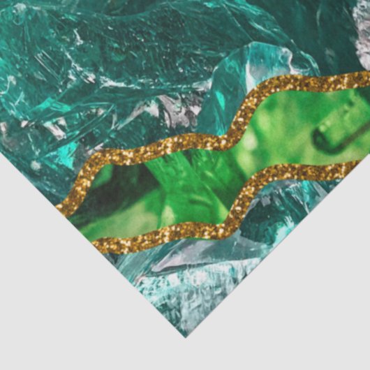 Emerald Green & Gold Agate Geode Glitter Tissuepapier (Detail)