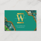 Emerald Green & Gold Agate Geode Glitter Visitekaartje (Voorkant)